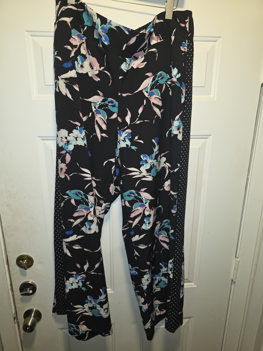 Lane Bryant Black Wide-Leg Pants with Pink & Teal Floral